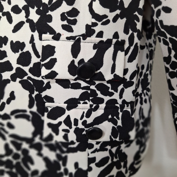 N.K.D. Black White Floral Abstract Red Lined W/Pockets Preppy Career Jacket (8) - Picture 4 of 15